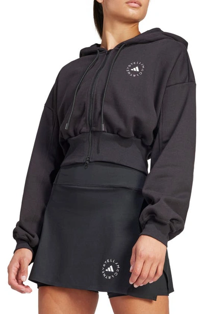 Shop Adidas By Stella Mccartney Crop Hoodie In Black