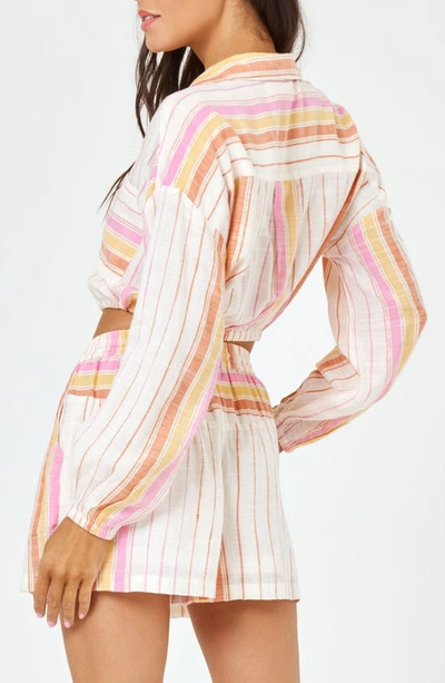 Shop L*space Lspace St. Lucia Cover-up Shorts In Vaca Pink/orange Stripe