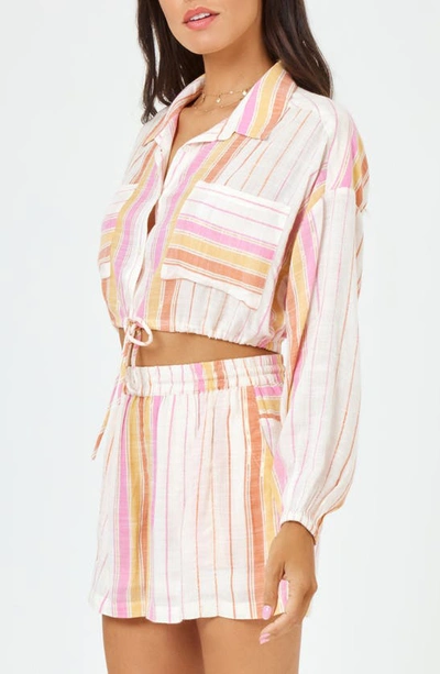 Shop L*space St. Lucia Cover-up Shorts In Vaca Pink/orange Stripe