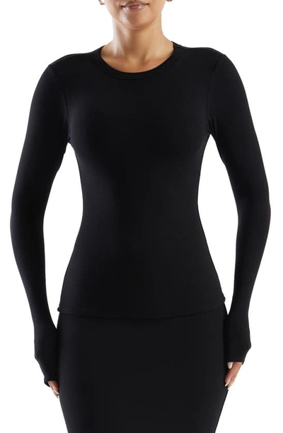 Shop N By Naked Wardrobe Crewneck Long Sleeve Top In Black