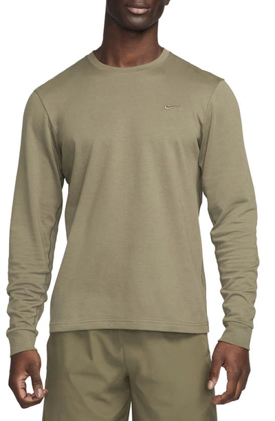 Shop Nike Dri-fit Primary Long Sleeve T-shirt In Medium Olive/ Medium Olive