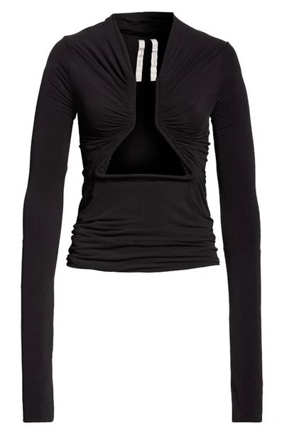 Shop Rick Owens Prong Inset Stretch Jersey Top In Black
