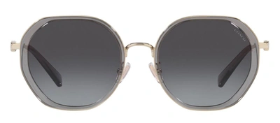 Shop Coach 0hc7141 90058g Geometric Sunglasses In Grey