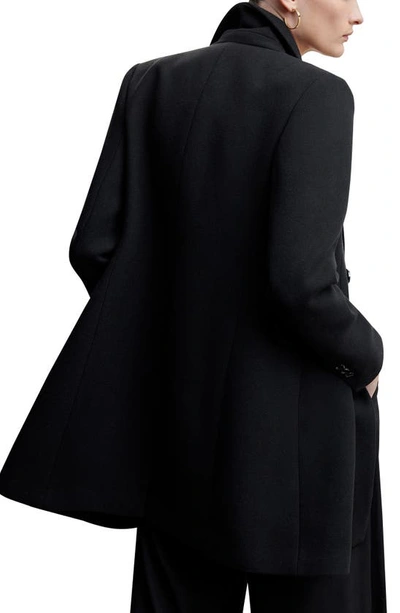 Mango Double Breasted Coat In Black