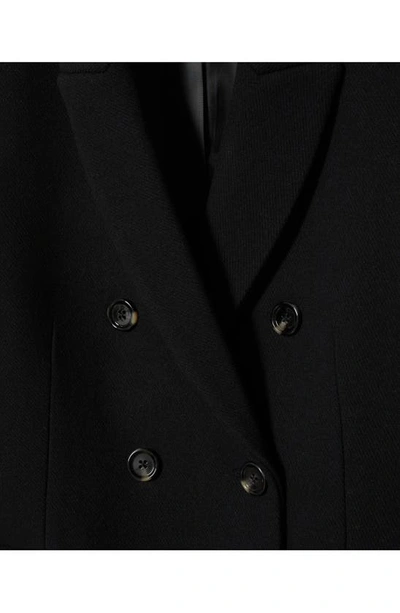 Mango Double Breasted Coat In Black