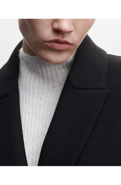 Mango Double Breasted Coat In Black