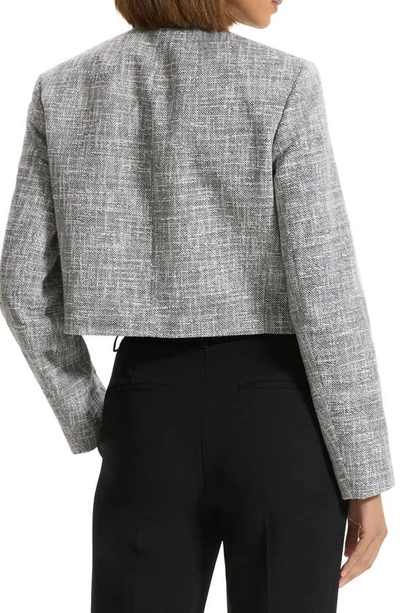 Shop Theory Cotton Blend Tweed Crop Jacket In Black Multi