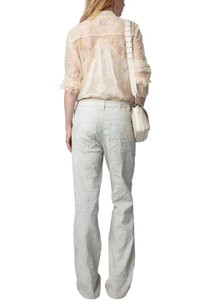 Shop Zadig & Voltaire Tyrone Sheer Lace Button-up Shirt In Scout