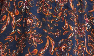 Shop Estelle Rivington Floral Long Sleeve Tiered Dress In Orange/ Navy