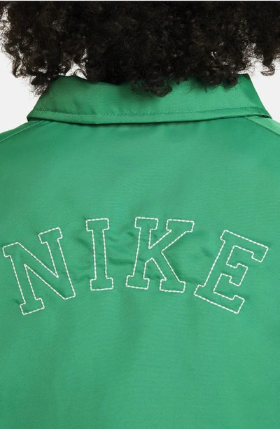 Shop Nike Kids' Sportswear Snap Front Jacket In Stadium Green/ White
