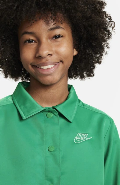 Shop Nike Kids' Sportswear Snap Front Jacket In Stadium Green/ White