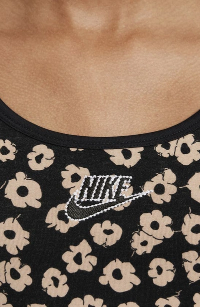 Shop Nike Kids' Floral Sundress In Black/ White