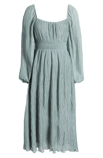 Shop Zoe And Claire Square Neck Long Sleeve Midi Dress In Sage