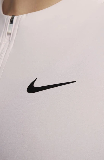 Shop Nike Dri-fit Advantage Long Sleeve Half Zip T-shirt In Platinum Violet/ Black