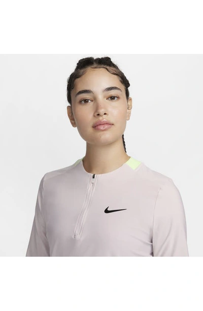 Shop Nike Dri-fit Advantage Long Sleeve Half Zip T-shirt In Platinum Violet/ Black