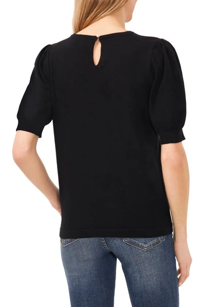 Cece Puff Sleeve Sweater In Rich Black