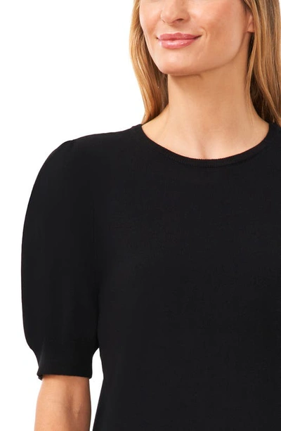 Cece Puff Sleeve Sweater In Rich Black