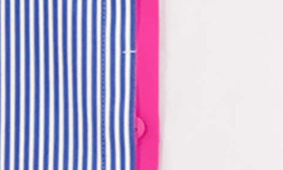 Shop Foxcroft Charlie Colorblock Cotton Blend Button-up Shirt In Blue Wht Stripe