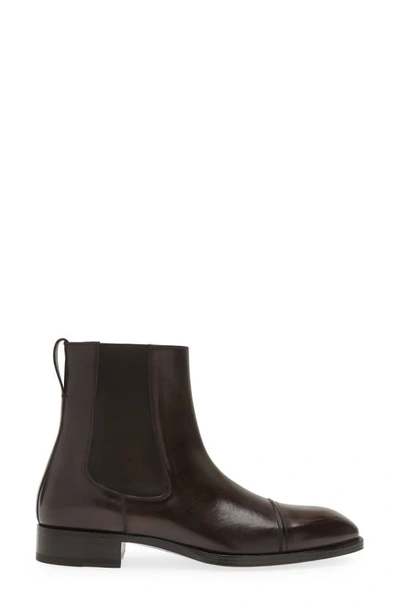 Tom Ford Burnished Leather Ankle Boot In Bruno