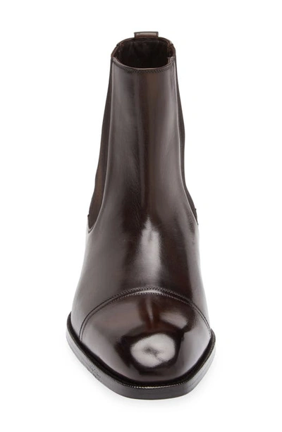 Tom Ford Burnished Leather Ankle Boot In Bruno