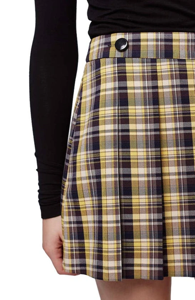 Shop Topshop Plaid Kilt Miniskirt In Yellow Multi