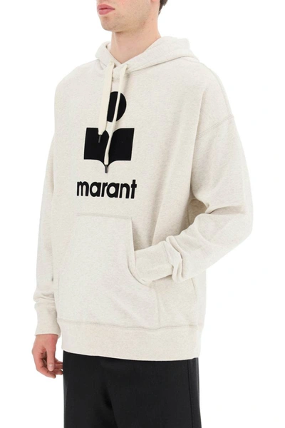 Shop Isabel Marant Marant 'miley' Hoodie With Flocked Logo In Grey
