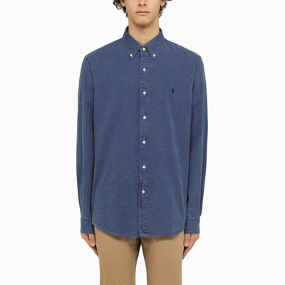 Shop Polo Ralph Lauren Custom-fit Indigo Shirt In Blue