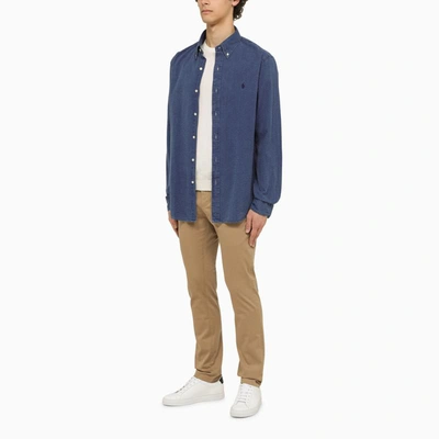 Shop Polo Ralph Lauren Custom-fit Indigo Shirt In Blue