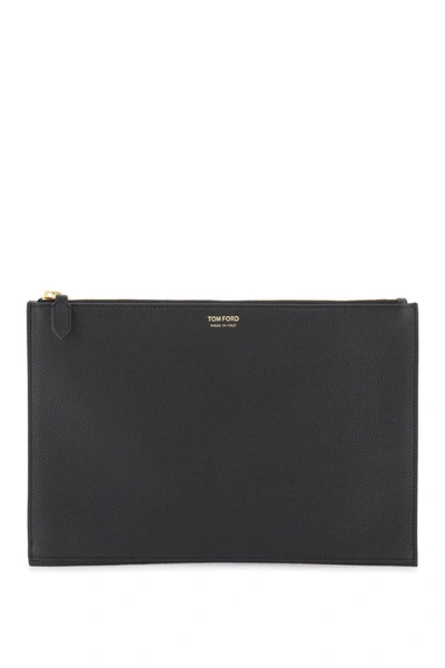 Shop Tom Ford Grained Leather Pouch In Black