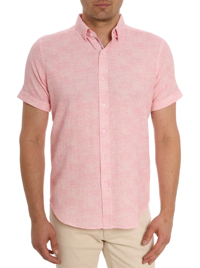 Shop Robert Graham Reid Short Sleeve Button Down Shirt In Pink