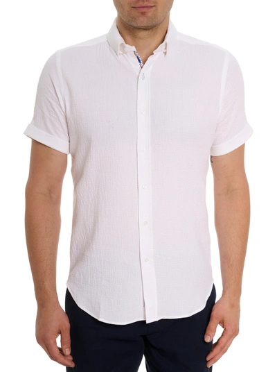 Shop Robert Graham Reid Short Sleeve Button Down Shirt In White
