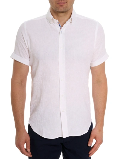 Robert Graham Diamond Bar Short Sleeve Button Down Shirt In White