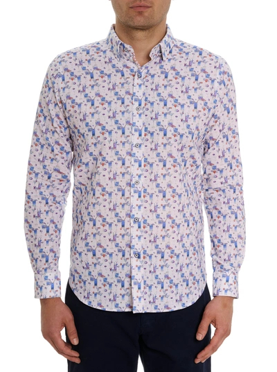 Shop Robert Graham Blue Hawaiian Long Sleeve Button Down Shirt In Multi