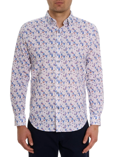 Robert Graham Blue Hawaiian Long Sleeve Button Down Shirt In Multi