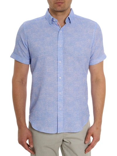 Shop Robert Graham Reid Short Sleeve Button Down Shirt In Light Blue