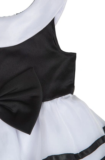 Shop Rare Editions Stripe Satin Bow Dress In Black