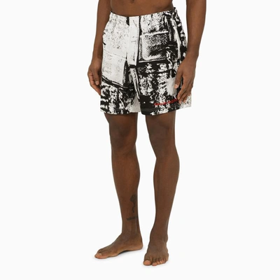 Alexander Mcqueen Alexander Mc Queen Abstract Print Swim Shorts With Logo In White