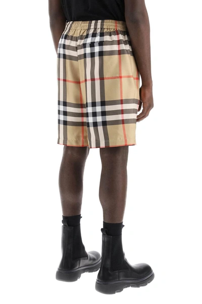 Shop Burberry Bradeston Shorts In Check Silk In Beige