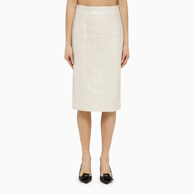 Shop Federica Tosi Silver Cotton-blend Midi Skirt In Metal