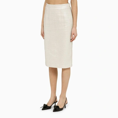 Shop Federica Tosi Silver Cotton-blend Midi Skirt In Metal