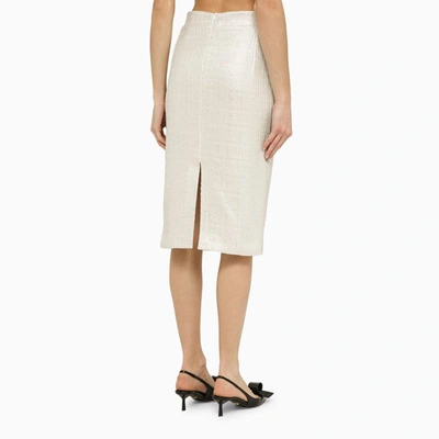 Shop Federica Tosi Silver Cotton-blend Midi Skirt In Metal