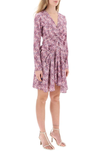Shop Isabel Marant Usmara Stretch Silk Mini Dress In Purple