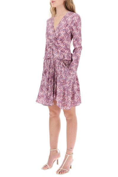 Shop Isabel Marant Usmara Stretch Silk Mini Dress In Purple