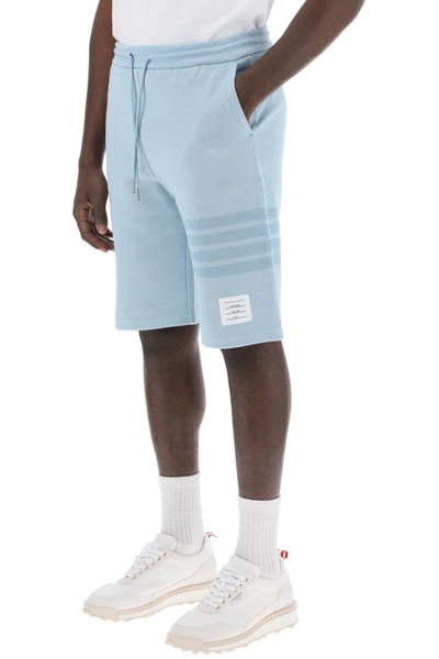 Shop Thom Browne 4-bar Shorts In Cotton Knit In Blue