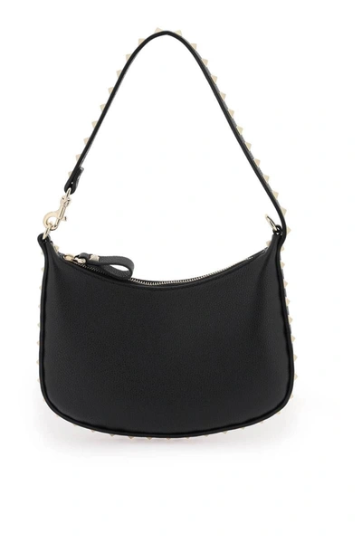 Shop Valentino Garavani Rockstud Mini Hobo Bag In Black