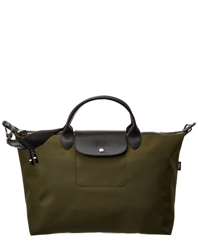 Shop Longchamp Le Pliage Energy Xl Canvas & Leather Tote In Green