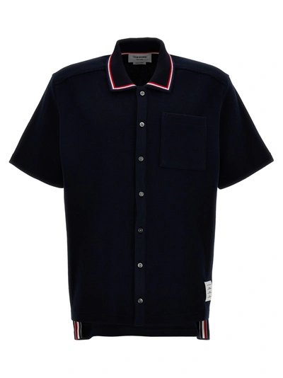 Shop Thom Browne Cotton Knit Shirt Shirt, Blouse In Blue