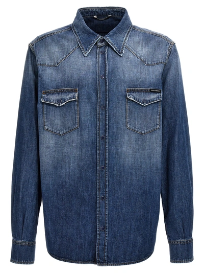 Shop Dolce & Gabbana Denim Shirt Shirt, Blouse In Light Blue