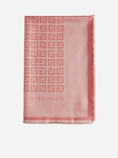 Shop Givenchy 4g Silk And Wool Shawl In Coral