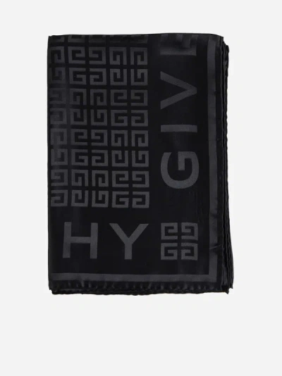 Shop Givenchy Logo And 4g Silk Scarf In Black